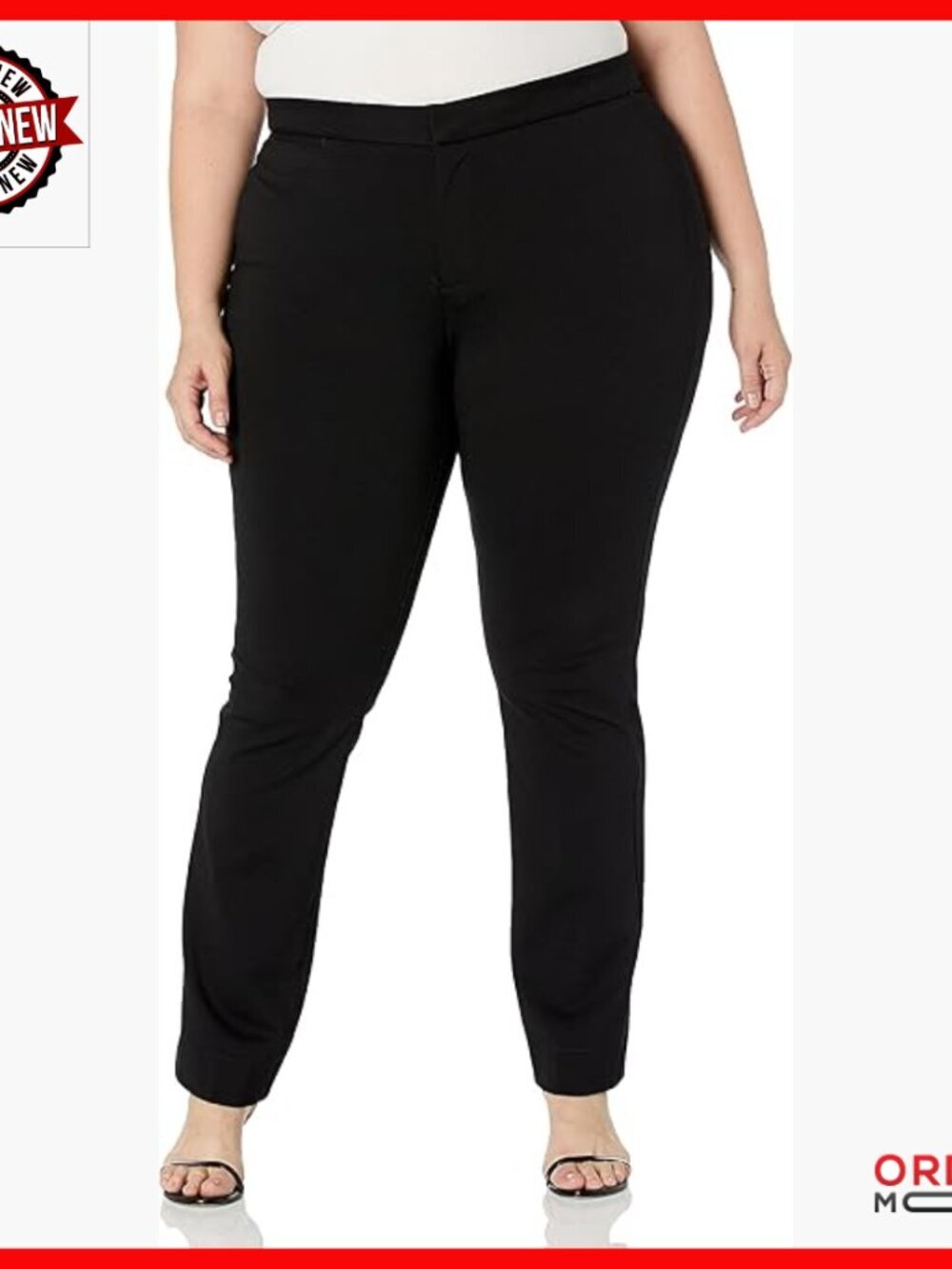 Plus Size Ponte Knit Slim Trouser Pants with Lift Tuck Technology